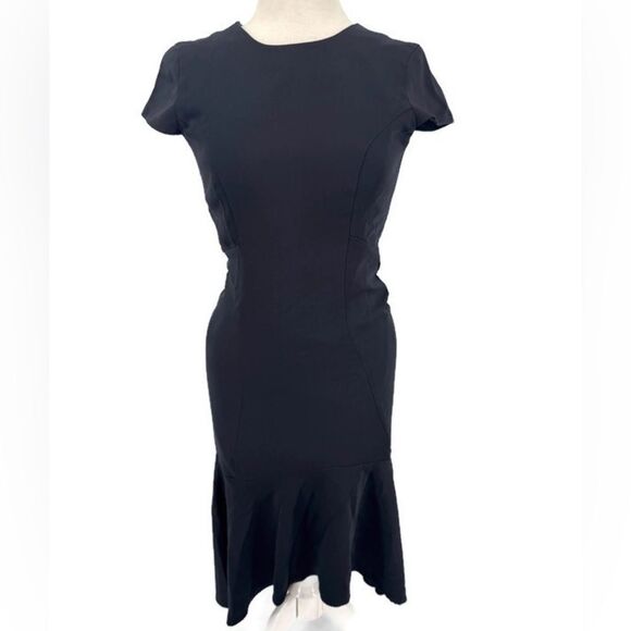 Amanda Uprichard Black Flutter Sheath Midi Fitted Dress XS - Picture 7 of 12